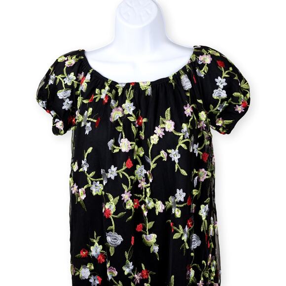 Kimchi Blue Black MIni Embroidery Shift Dress S - Picture 9 of 9